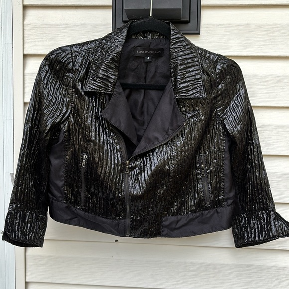 ELISE OVERLAND LADIES BLACK SHINY ZIPPER TOP-4 - Picture 3 of 8